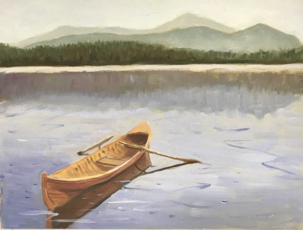 #391 - Wooden Canoe, Adirondacks, 9"x12"