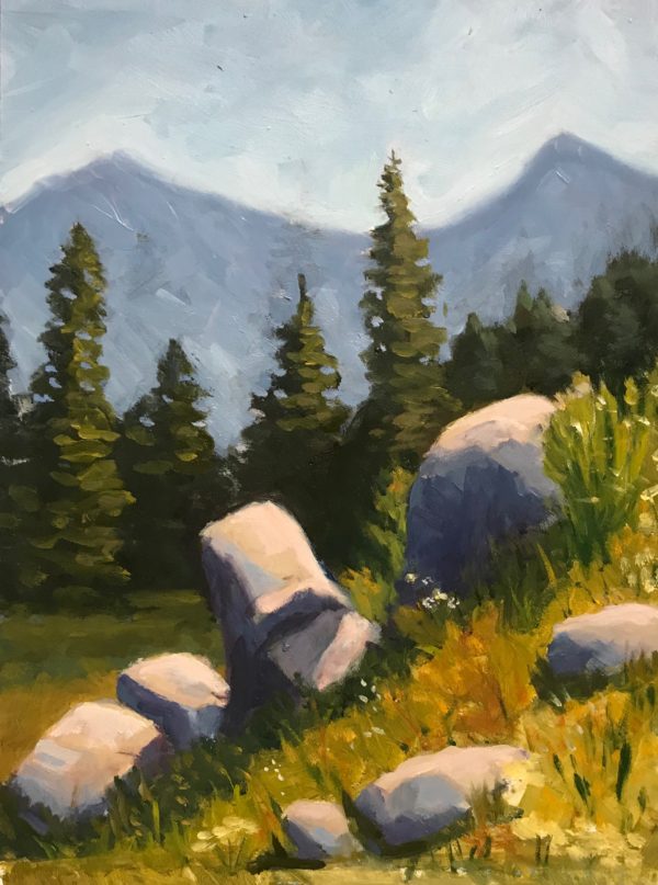 #458 - Hiking Down Into Granite Valley, 9"x12"